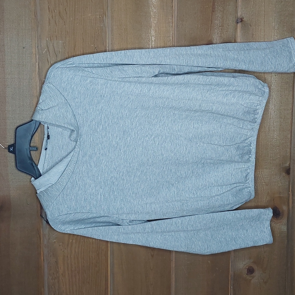 Gray Hooded Long Sleeve Shirt